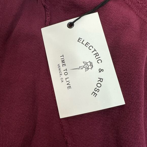 NEW Electric & Rose Feliz Cotton French Terry Jogger Relaxed Fit Maroon Small - Picture 7 of 7